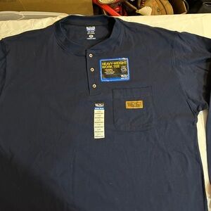 Walls Men's Dark Blue Long Sleeve Work Shirt